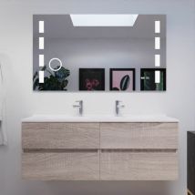 Meuble double vasque 140 cm rosaly avec miroir Excellence- Bois - vasque en résine