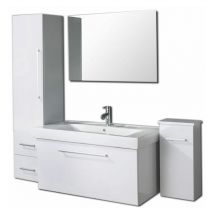 Eliteshopping - Meuble salle de bain 100 cm blanc lavabo et colonnes compris – Maris