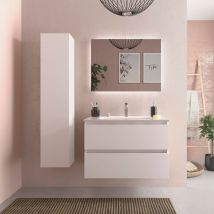 Salgar - Meuble salle de bain - 80 cm - Avec plan vasque - Blanc mat - a suspendre - karaib