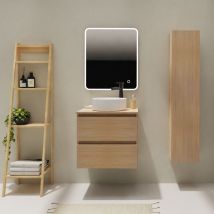 Godart - Meuble salle de bain 60 cm pour vasque à poser - Effet chêne sonoma - a suspendre - Karaib 2