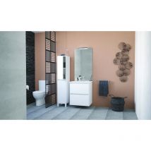 Ondee - Meuble de Salle de Bain belis - a suspendre - Miroir Affleurant - 60cm - Blanc
