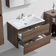 Stano. - Meuble salle de bain design simple vasque siena largeur 80 cm noyer