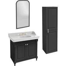 Meuble salle de bain Jacob Delafon Cléo 1889 + colonne droite miroir + mélangeur poignée or