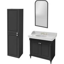 Jacob Delafon - Meuble salle de bain Cléo 1889 + colonne gauche + miroir + mélangeur croisillon or