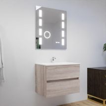 Cuisibane - Meuble salle de bain 70 cm rosaly avec plan vasque et miroir Excellence- Bois- Plan vasque en Céramique