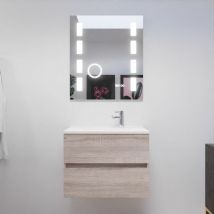 Cuisibane - Meuble salle de bain 70 cm rosaly avec plan vasque et miroir Excellence- Bois- Plan vasque en Résine