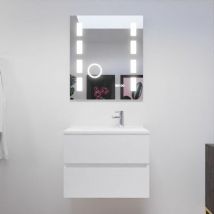 Cuisibane - Meuble salle de bain 70 cm rosaly avec plan vasque et miroir Excellence- Blanc- Plan vasque en Résine