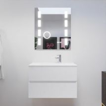 Meuble salle de bain 80 cm rosaly avec plan vasque et miroir Excellence- Blanc- Plan vasque en Résine
