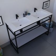Meuble salle de bain structura 120 cm avec plan double vasque- Céramique - Gris