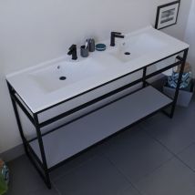 Meuble salle de bain structura 140 cm avec plan double vasque- plan stratifié Gris