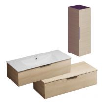 Meuble salle de bain vasque Burgbad Olena en décaler 120 cm chêne clair + colonne