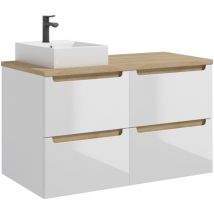 Petits-meubles - Meuble simple vasque 120cm 4 tiroirs Livia Blanc et Bois