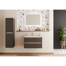 Sanitaire - Meuble vasque jupiter 3.0 Tissé Gris 80cm avec Miroir Reflet
