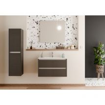 Meuble vasque jupiter 3.0 Tissé Gris 80 cm avec Miroir elegance
