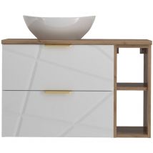 Petits-meubles - Mueble lavabo individual 80cm 2 compartimientos Aurora Blanco y Madera