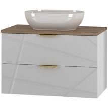 Meuble simple vasque 80cm Aurora Blanc et Bois