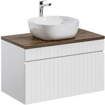 Meuble simple vasque 80cm Zelie Blanc et Bois