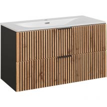 Petits-meubles - Meuble simple vasque encastrée 100cm Gaia Bois et Noir