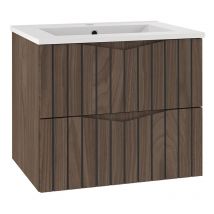 Meuble simple vasque encastrée 60cm Siena bois et noir