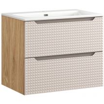 Petits-meubles - Meuble simple vasque encastrée 70cm Mallory Beige et bois