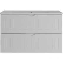 Meuble simple vasque encastrée 80cm Soline Blanc
