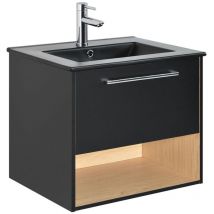 Meuble simple vasque noir 60cm + vasque