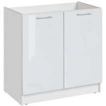 Cuisineandcie - Meuble sous-évier Eco Blanc Brillant 2 portes l 80 cm