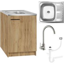 Stamar Küchenschrank Unterbau - 60x50 Cm - Chêne Doré - Praktisch Und Elegant - Komplettset