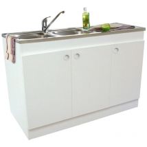 Meuble sous-évier decliq nf dépliable 3 portes blanc 1200x600 Néova