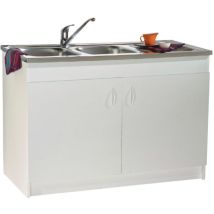 Meuble Sous Évier 900x600 2 Portes – Panneau Mélaminé Blanc – Charnières Invisibles – Vide Sanitaire 141mm – S12n02090 – Neova