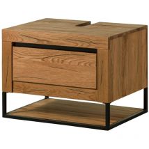 Massivmoebel24.de - Meuble sous-lavabo 70x50x52 en bois de chêne lombard huilé naturel montreux 51