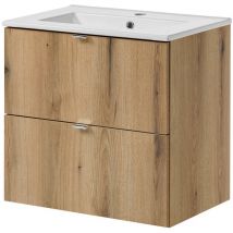 [en.casa] - Meuble sous lavabo avec vasque 60 x 57 x 39 cm chêne newport