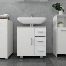 Ml-design - Meuble sous Lavabo, Blanc, 60 x 60,8 x 33 cm, avec 1 Porte 2 Étagères 3 Tiroirs, Panneau mdf Finition Mélaminée, Armoire Bas sur Pied
