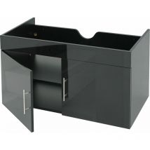 Meuble sous-lavabo HHG-242, meuble sous-lavabo Meuble de salle de bain, brillant 90cm, gris