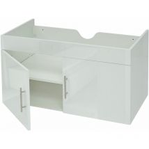 HHG - Meuble sous-lavabo 242, meuble sous-lavabo Meuble de salle de bain, brillant 90cm, blanc