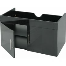 Meuble sous-lavabo HHG 242, meuble sous-lavabo Meuble de salle de bain, brillant 90cm, gris