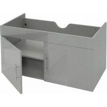 Meuble sous-lavabo HHG 242, meuble sous-lavabo Meuble de salle de bain, brillant 90cm, gris