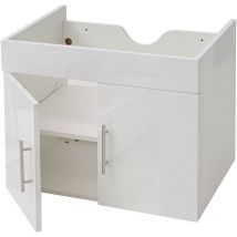 Meuble sous-lavabo HW C-D16, meuble sous-lavabo meuble de salle de bain, brillant 60cm gris