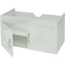 HW - Meuble sous-lavabo C-D16, meuble sous-lavabo Meuble de salle de bain, brillant 90cm blanc