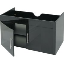Meuble sous-lavabo HW C-D16, meuble sous-lavabo Meuble de salle de bain, brillant 90cm gris
