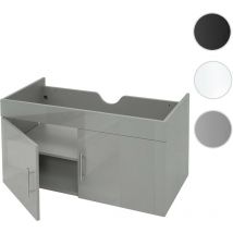 Meuble sous-lavabo HW C-D16, meuble sous-lavabo Meuble de salle de bain, brillant 90cm gris