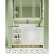 Meuble sous lavabo, Meuble de Rangement, Meuble pour Salle, Blanc