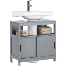 Sobuy - RG128-II-SG Meuble sous lavabo Meuble sous évier Meuble de Salle de Bain sous lavabo Housse Colonne lavabo Anti-humidité, Gris