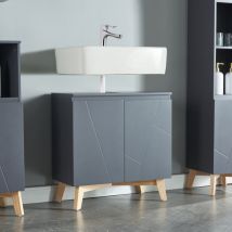 Meuble sous lavabo Overath 60 x 60 x 30 cm gris naturel [en.casa]