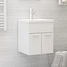 Meuble sous lavabo vasque avec lavabo intégré Blanc brillant Aggloméré 77558