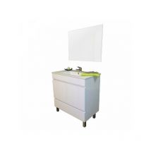Meuble sous vasque 1 tiroir 2 portes 80 cm Blanc + Miroir - bomba - l 81.5 x l 46.5 x h 83
