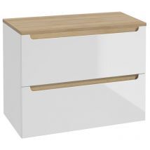 Petits-meubles - Meuble sous-vasque 80cm 2 tiroirs plan de toilette Livia Blanc et Bois