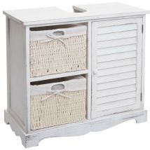HHG - Meuble sous-vasque 672, meuble sous-vasque de salle de bain 60x65x31cm, shabby blanc