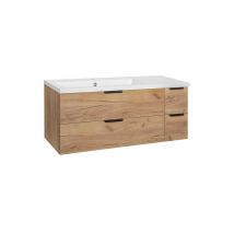 Banyo - Meuble sous-vasque + lavabo en fonte minérale lossa 4 tiroirs coulissant chêne noueux Cortina largeur 1210 mm