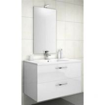 Discac - Meuble sous vasque loft 2 tiroirs (90 cm) - Modèle : Bois Origine Chêne Brut